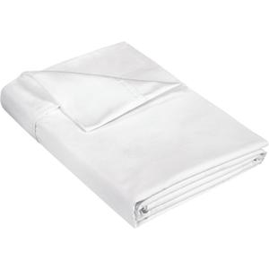 400 Thread Count 100% American Grown Cotton White Flat Sheet Only - Cooling Sheets - Luxury Sateen Weave - Full Size Flat Sheet Sold Separately - Super Soft Cotton Top Sheets (Full, Signature White)