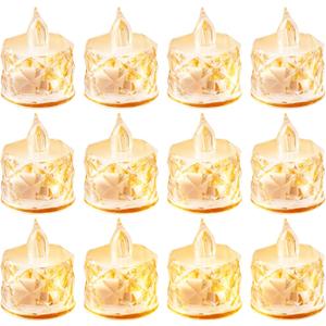 24PCS Flameless LED Candles - Battery Operated Votive Lights for Wedding Centerpieces, Holiday Tablescapes, Yoga Studios - Safe Tabletop Decor for Dinner Parties & Home Ambiance Lighting (Diamond white)