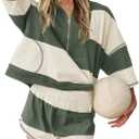 Yanekop Womens Striped Workout Set Two Piece Lounge Set Athleisure Sets (XS)