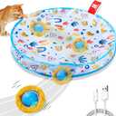 Potaroma Interactive Cat Toys, Fast Moving Ball in Play Mat, Automatic Motion Activated Ball Hide and Seek for Indoor Exercise Kicker, Animal Squeaky, 28 Inch Mat