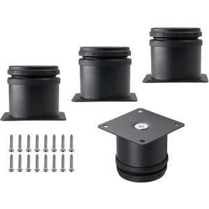 Set of 4 Stainless Steel Furniture Legs 2 Inch, Adjustable Round Cabinet Legs 2" Dia Kitchen Feet, Metal Replacement Legs for Cabinet Sofa Couch Shelves Table (Black)