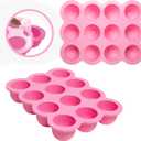 Baby Food Storage 12 x 1.5OZ Silicone Freezer Tray with Lid, Food Grade Silicone Containers for Purees & Vegetables Pink