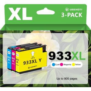 933XL Ink Cartridges Combo Pack Replacement for HP 933 Ink, High Yield for HP OfficeJet 6600 6700 6100 7110 7610 7612 7510 Printers (Cyan, Magenta, Yellow, 3-Pack)