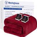 Westinghouse Queen Size Electric Heating Blanket - 10 Levels, Auto Shut Off, Fast Heating - Machine Washable (Queen, 84x90 Inches, Wine Red)