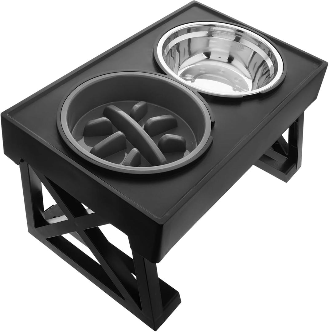 Milisten Dual-use Pet Bowl Set Stainless Steel Kitten Food Bowl Elevated Slow Feeder for Healthy Eating