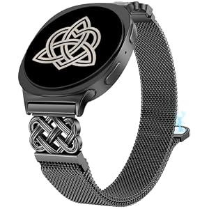 BEEXI Stainless Steel Magnetic Loop Compatible with Samsung Galaxy Watch 8 40mm 44mm/ Watch 8 Classic 46mm(2025) Women Metal Mesh Celtic Knot Dressy Strap Black
