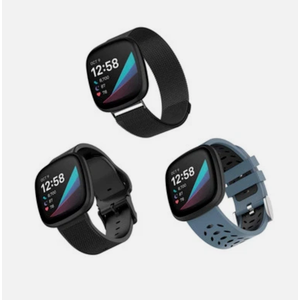 WITHit - Band Kit for Fitbit Versa 3 and Fitbit Sense (3-Pack) - Black Mesh/B...