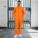 Prisoner Costume Men Orange Prisoner Jumpsuit for Halloween Costume Prison Inmate Outfit Jail Uniform (Orange)