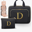 Gifts for Women, Initial Toiletry Makeup Bag Hanging Cosmetic Organizer with Embroidery Letter Personalized Nurse Teacher Appreciation Birthday Valentines Day Gifts for Mom Sister Wife Friends Auntie