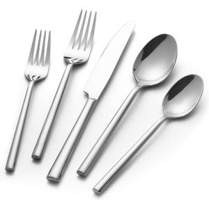 Alata Potter 40-Piece Forged Silverware Set Stainless Steel Flatware Set Cutlery Set, Service for 8, Mirror Finish, Dishwasher Safe