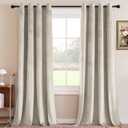 H.VERSAILTEX Velvet Curtains for Living Room 84 Inch Length 2 Panels Luxury Thermal Insulated Window Curtains for Bedroom Girls Room Super Soft Room Darkening Grommet Drapes, W52 x L84 Inches, Oatmeal