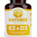 Vitamin K2 (mk7) with D3 Supplement for Best Absorption - 2-in-1 Support for Heart Health and Strong Bones | Vitamin D & K Complex | D3 5000 IU + K2 100 mcg | GMO & Gluten Free - 60 Count