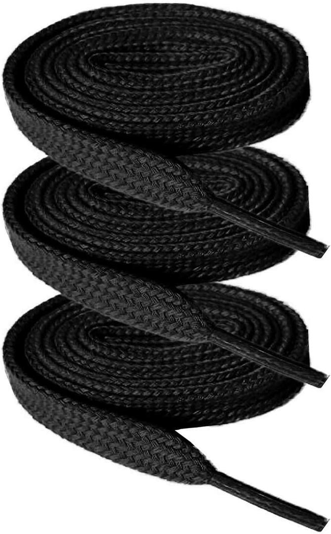 Flat Shoe laces 52" Lengths 5/16" Wide Shoelaces for Athletic Tennis Sneakers (Black)