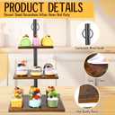 Wenqik 2 Set Cupcake Stands 3 Tier Cake Wooden Display for 100 Cupcakes Large Square Wood Dessert Stand with Metal Handle Cupcake Tower Tiered Trays Display for Wedding, Birthday, Graduation Party