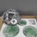 3-Light Glass Globe Pendant Light Kitchen Island, Mid-Century Modern Pendant Ball Chandelier with Green Ribbed, Vintage Hanging Ceiling Light Fixture for Dining Room, Over Sink, Table