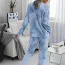 PRETTYGARDEN Women's Two Piece Loungewear Fall Casual Long Sleeve Tops Jogger Pants Pajama Sets Matching Outfits Clothing (Blue, L)