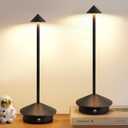 Modern Cordless Table Lamp Set of 2, Portable LED Desk Lamps, 5000mAh Rechargeable Battery Operated Lighting for Bedroom Dining Room Restaurant Coffee Shop Camping Night Light (Black)