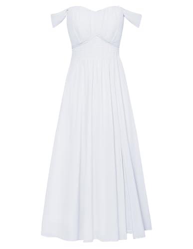 GRACE KARIN Summer White Dress for Women 2026,Off the Shoulder Smocked Bridesmaid Dresses,Formal Baby Shower Maxi Dresses XL