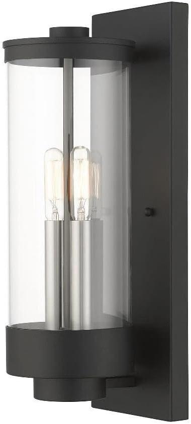 Livex Lighting 2-Light Fixture, Black, 5.25 x 15.75
