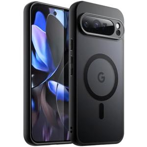 JETech Magnetic Case for Google Pixel 9 Pro XL 2024, Compatible with MagSafe, Translucent Matte Back Shockproof Phone Cover (Black)
