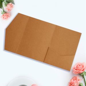 25 Pieces A7 Pocket Invitations (5.12 x 7.09) Trifold Wedding Invitation Cards for 5x7 Invites Wedding Bridal Shower Engagement Birthday Sweet 16 (Kraft)
