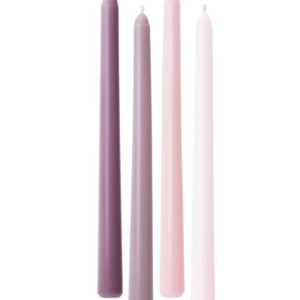 Taper Candles 12 Inch Purple Set of 4 Unscented, Dripless, Smokeless Long Tall Tapered Candlesticks Wedding Home Decor Dinner Natural Color Series