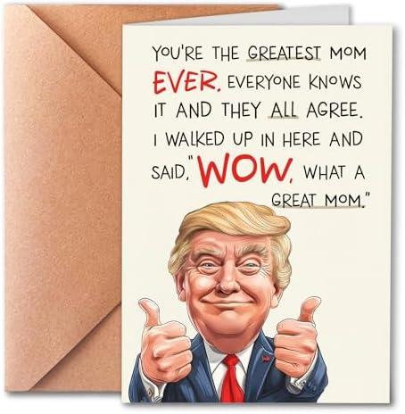 PTRUKD Funny Birthday Cards for Mom from Son or Daughter, Mother's Day Card, Greatest Mom Ever (Funny Trump Theme Card), Humor Mothers day gifts, 2 Pack