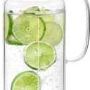 VUCCHINI Glass Pitcher With Lid 37 oz / 1100 ml Small Juice Milk Cold Carafe and Iced Tea Pitcher Jug for Refrigerator Water Pitcher Container for Juice Coffee Milk and Homemade Beverage