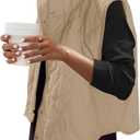 SENSERISE Womens Puffer Vest Quilted Vests Oversized Lightweight Outerwear Puffy Padded Jacket Winter Fall Outfits (Medium, Light Khaki Beige)