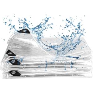 Waterproof Tarpaulin Clear Tarps Tarpaulin 100% Transparent Waterproof with Grommets for Plants Greenhouse, Pet Hutch Roof Completely Transparent Thickness is 0.35 Mm (3Mx4M)