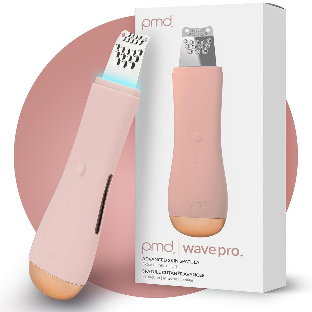 PMD Wave Pro - Professional-Grade Advanced Skin Spatula - Extract, Infuse, & Lift - SonicGlow Vibration and E-Wave Technology - Clear Pores, Blackheads, & Whiteheads (Blush)