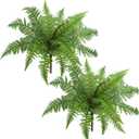 RECUTMS Artificial Fern Plants 2Pcs 19.7Inch Fake Boston Fern Faux Plastic Plant Outdoor UV Resistant Shrubs Greenery Bundles Outside Indoor Home Garden Office Balcony Party Porch Potted Hanging Decor