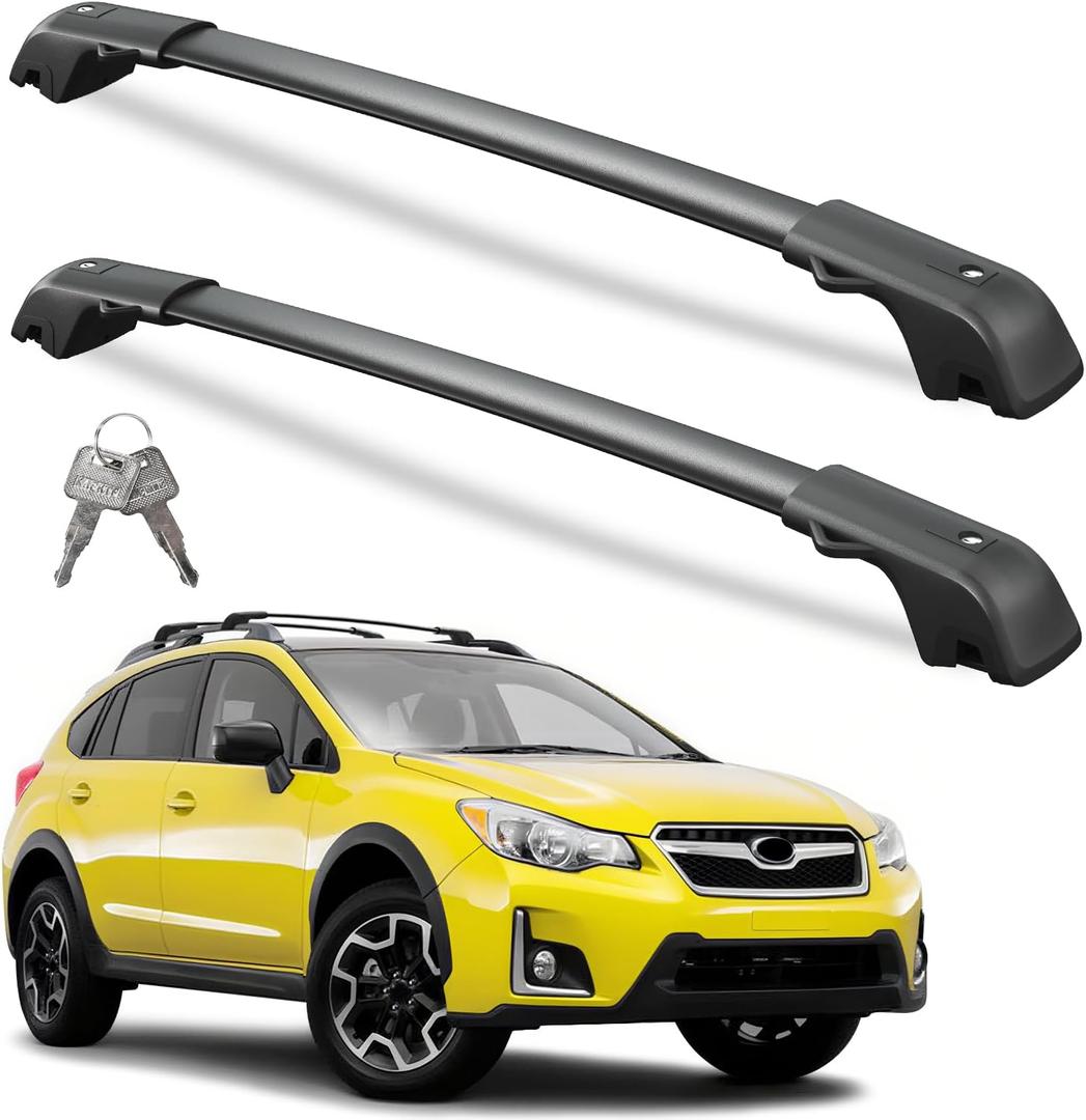 Wonderdriver 300lbs Lockable Roof Rack Cross Bars Compatible with 2013-2017 Subaru XV Crosstrek & 2012-2016 Impreza, Heavy Duty Aluminum Roof Rails Crossbars Cargo Canoe Black Rooftop Cargo.
