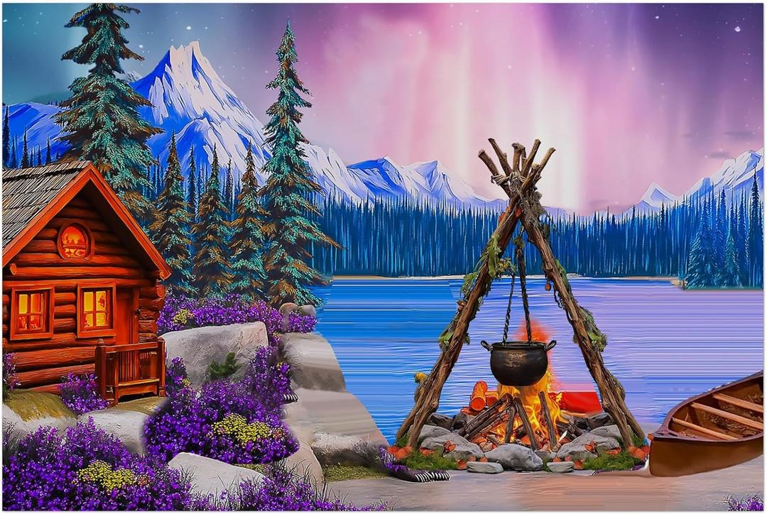 9 x 6 ft Vbs 2025 Fabric Supersized Backdrop Wall Hanging Background Northern Wilderness Backdrop for Improve Hands on Ability Imagination and Exploration