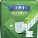 FitRight Adult Diapers, Extra+ Heavy Absorbency, 2XL (Waist Size 60in-70in), 80 Count, OptiFit Incontinence Briefs for Men and Women, Disposable, Moisture-Wicking, Leak Protection