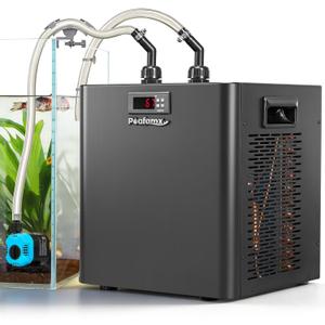 Poafamx 1/3 HP Aquarium Chiller, Quiet Titanium Fish Tank Water Chiller 40-80 Gal, Energy-Saving Aquarium Cooler for Saltwater Freshwater Axolotl Coral Reef Hydroponic