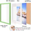 Wyooxoo 16x20 Picture Frame Green Made of Solid Wood Photo Frames Display Pictures 12x16 with Mat or 16x20 Without Mat Colorful Frame For Horizontal Vertical Wall Mounting