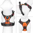 PHOEPET Reflective Dog Harness Large Breed Adjustable No Pull Vest with with Handle 2 Metal Rings 3 Buckles [Easy to Put on & Take Off] (L, Orange)