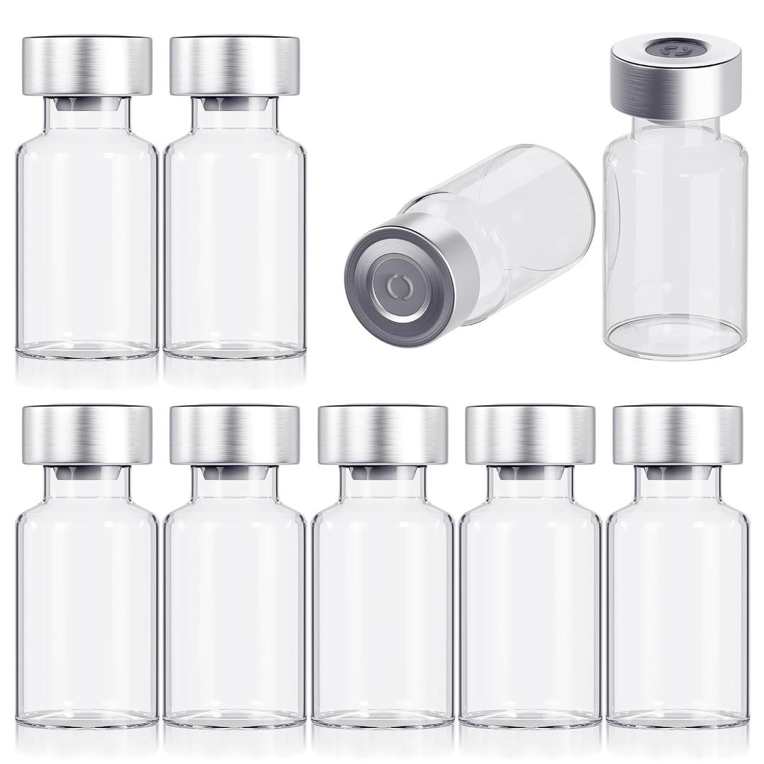 2ml Glass Vials for Injection, with Self Healing Injection Port, Transparent Sealed, Empty Vials for Injection (50, 2ml)