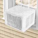 U-shaped Window AC Cover: PVC Mesh for U Shape Window Air Conditioner 8000 10000 12000 BTU, White AC Window Unit Bug Screen Leaf Cover Rain Guard Outside Net Preventing Leaves, Debris, Rain