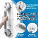 LEVERLOC 2 Pack Shower Grab Bars for Bathtubs and Showers, Easy to Install Suction Shower Handles for Bathroom Removable Handrails for Seniors Elderly Heavy Duty Safety Grip Waterproof Drill Free Gray