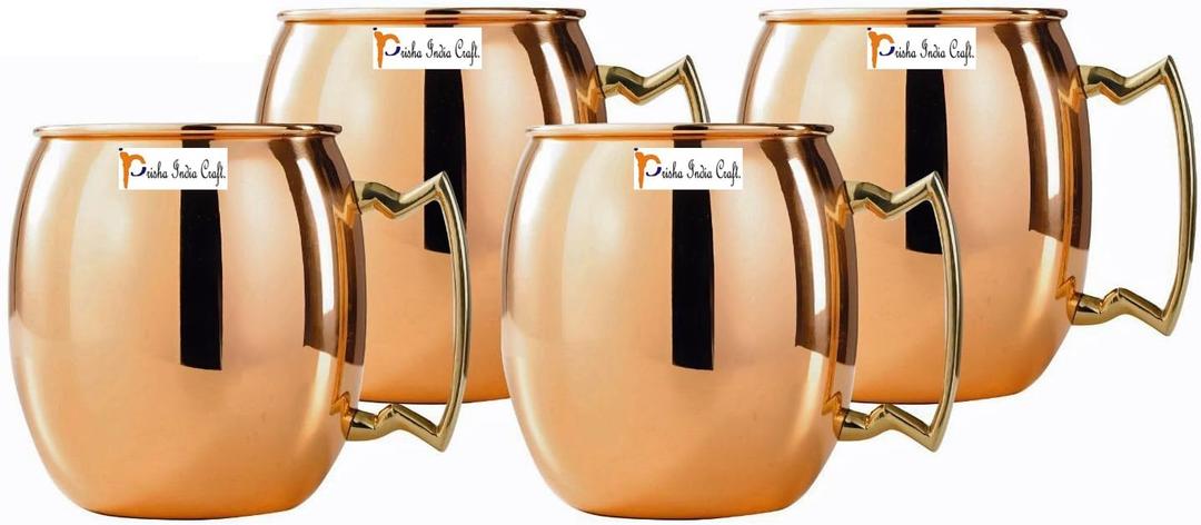 Prisha India Craft Copper Plating Stainless Steel Mule Mug 550 ML / 18, Premium Moscow Mule Copper Mug, Moscow Mule Cocktail Cup, Copper Mugs, Cocktail Mugs