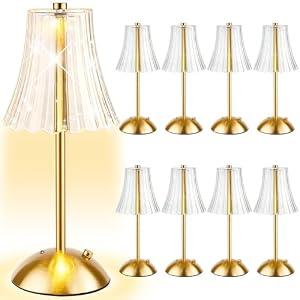 Bornerwhite 8 Pcs Cordless Table Lamp Rechargeable Touch Lamp, Gold Flower