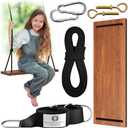 The Lion's Garden Swing with Tree Straps (32 cm Straps Carbonized Wooden Swing 17.7in)