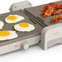 Bella 10"x 20" Ceramic Fold-n-Store Dual Temp Griddle, Fits-anywhere Kitchenware, EverGood Ceramic Nonstick Coating, 2 Temperature Zones up to 400F, Dishwasher Safe Drip Tray, 1500 Watt, Oatmilk