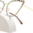 Blue Light Blocking Glasses Women Anti Eyestrain Computer Cat Eye Eyeglasses Cat Eye Clear Frame (V-leopard Print Gold)