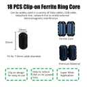 2 x 18 Pieces Clip-on Ferrite Ring Core RFI EMI Noise Suppressor Cable Clip for 7-9mm Diameter Cable