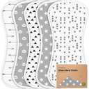 Organic Burp Cloths Baby Boy & Girl  5Pack Super Absorbent Cotton Burping Cloths for Babies, Soft & Plush Newborn Spit Up Rags, Infant Towels for Milk Spit Up, Unisex, Large 21" x 10" (Grayscape)