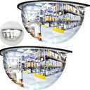 2 Pcs Acrylic Half Dome Blindspot Mirror - 18" Diameter Safety Convex Mirror for Wall, Ceiling, Driveway, Outdoor, Hallway, Warehouse, Office