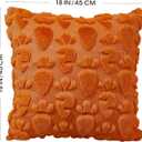 Easter Throw Pillow Covers 18x18 Set of 2, Easter Decorations, Soft Plush Faux Fur Jacquard Carrot Throw Pillow Covers for Bedroom Sofa Couch, Orange Pillow Cases, Home Decor